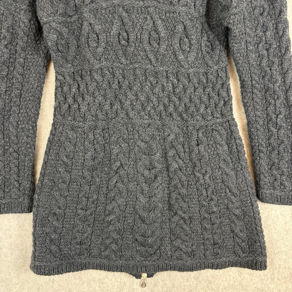 Aran Crafts Ireland Cardigan Women S 100% Merino Wool Cable Knit Long Full Zip - Picture 7 of 11
